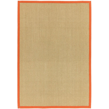 Sisal Modern Plain Cotton Border Natural-Fibre Ribbed Textured Flatweave Natural/Orange Rug-Asiatic Carpets-Rug Love - The Most Loved Rug Store